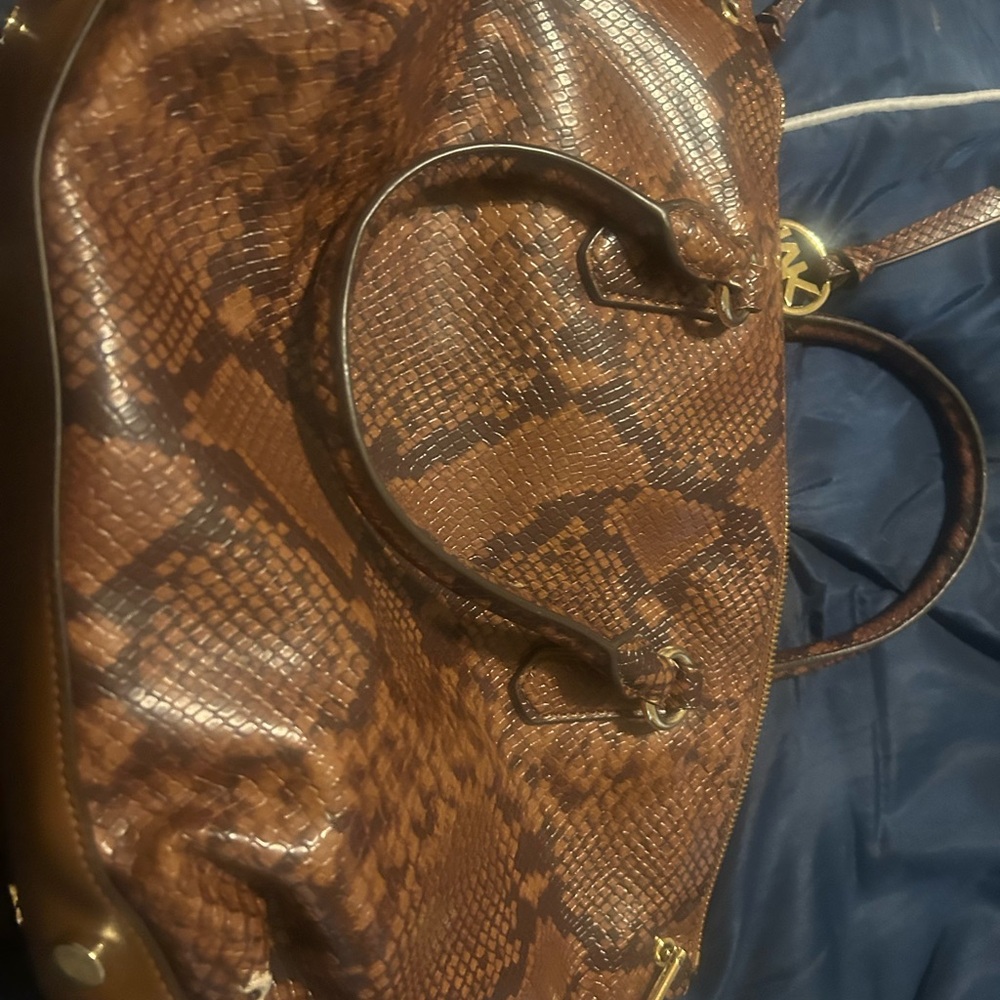Michael Kors Tan Snake Print Shoulder Bag
